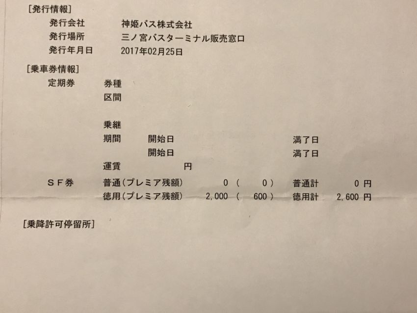 チャージ額照会票