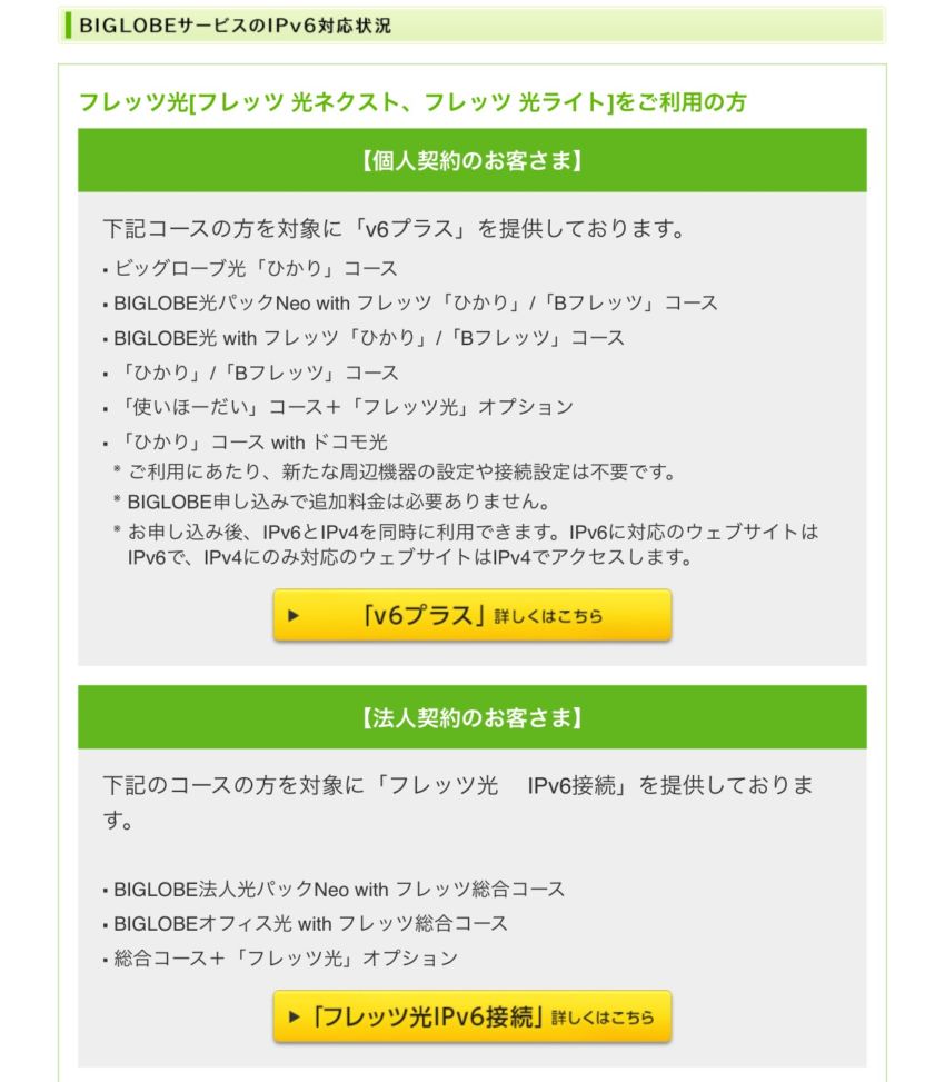 v6プラス・IPv6接続