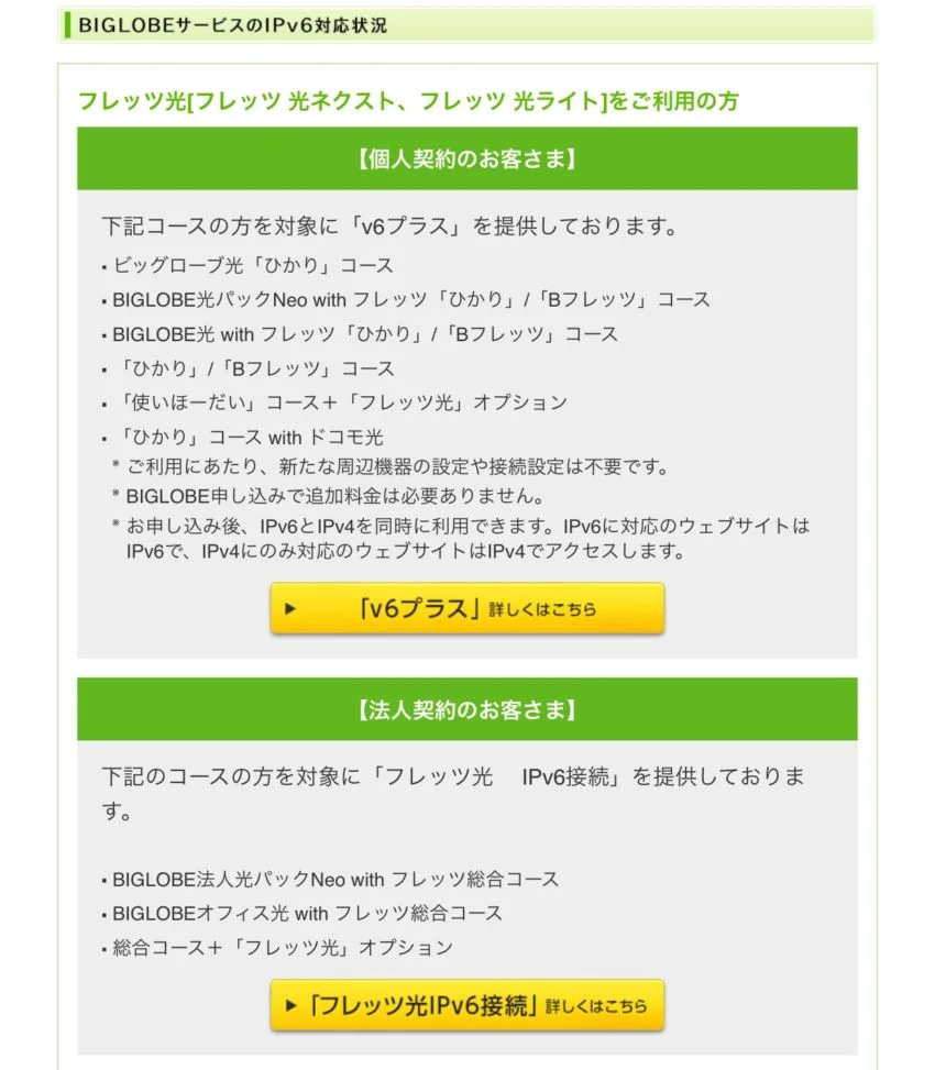 v6プラス・IPv6接続